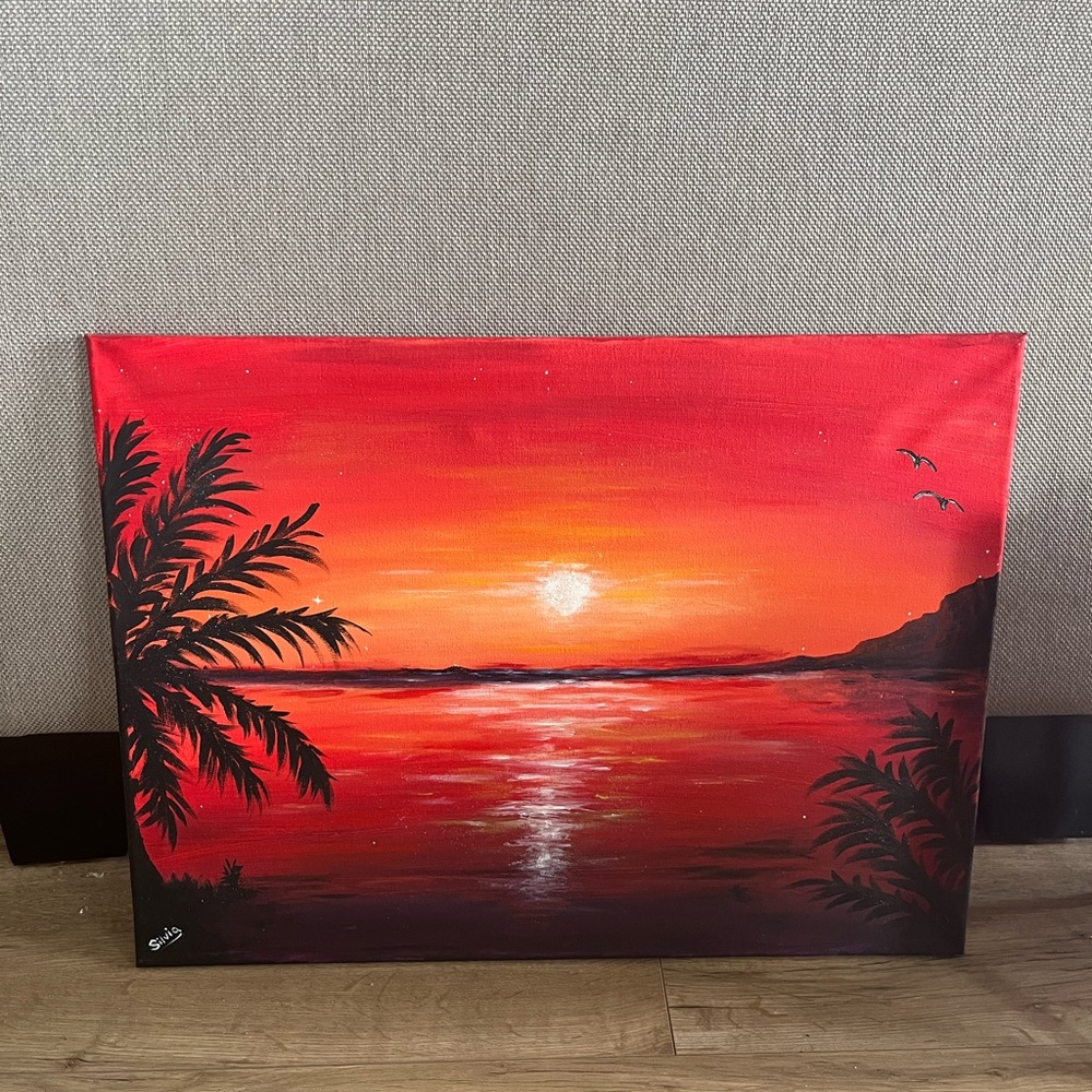 Sunset Canvas Art with Palm Trees